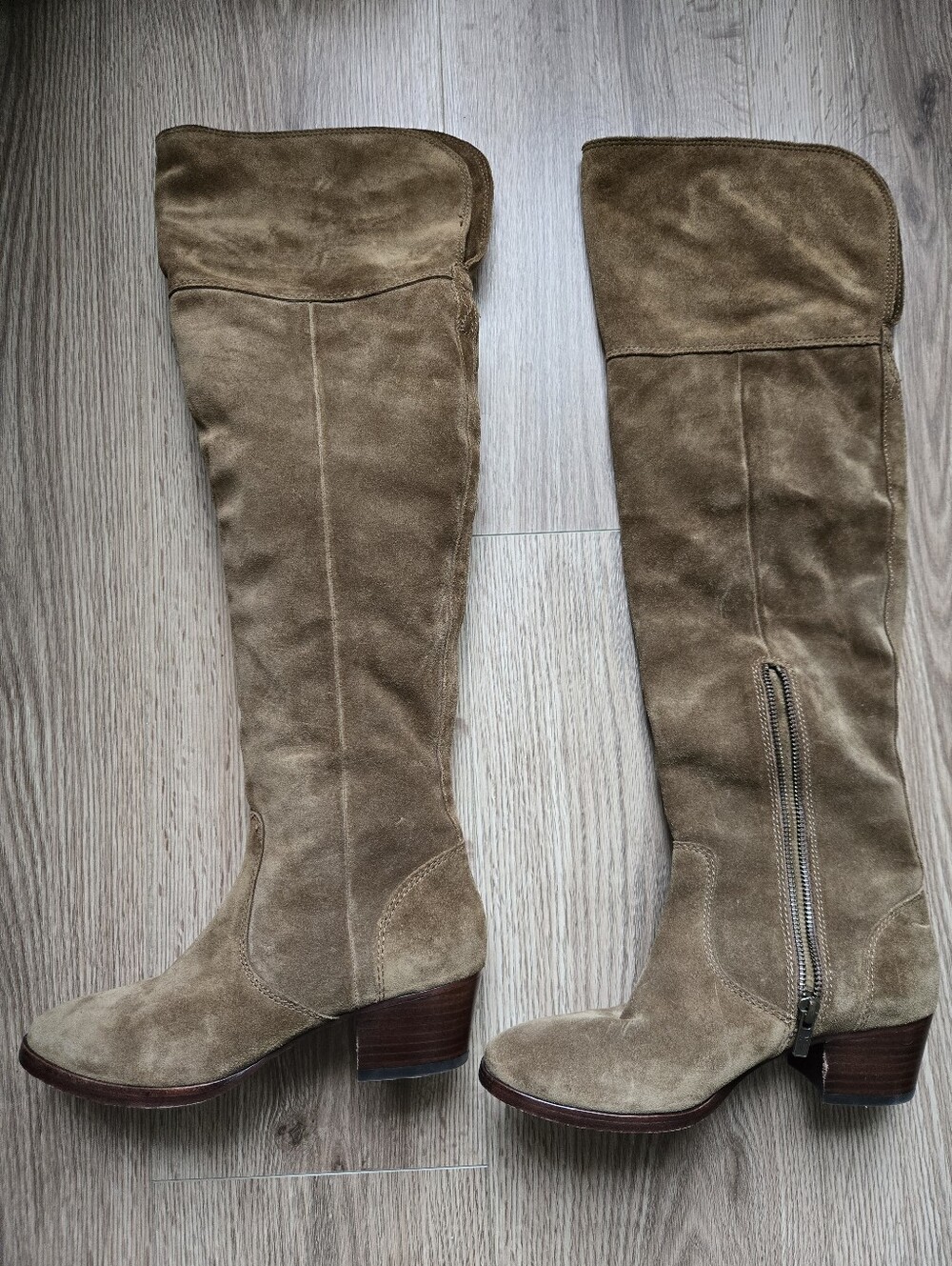 Frye Boots Suede Over-the-Knee Riding Boots in Brown